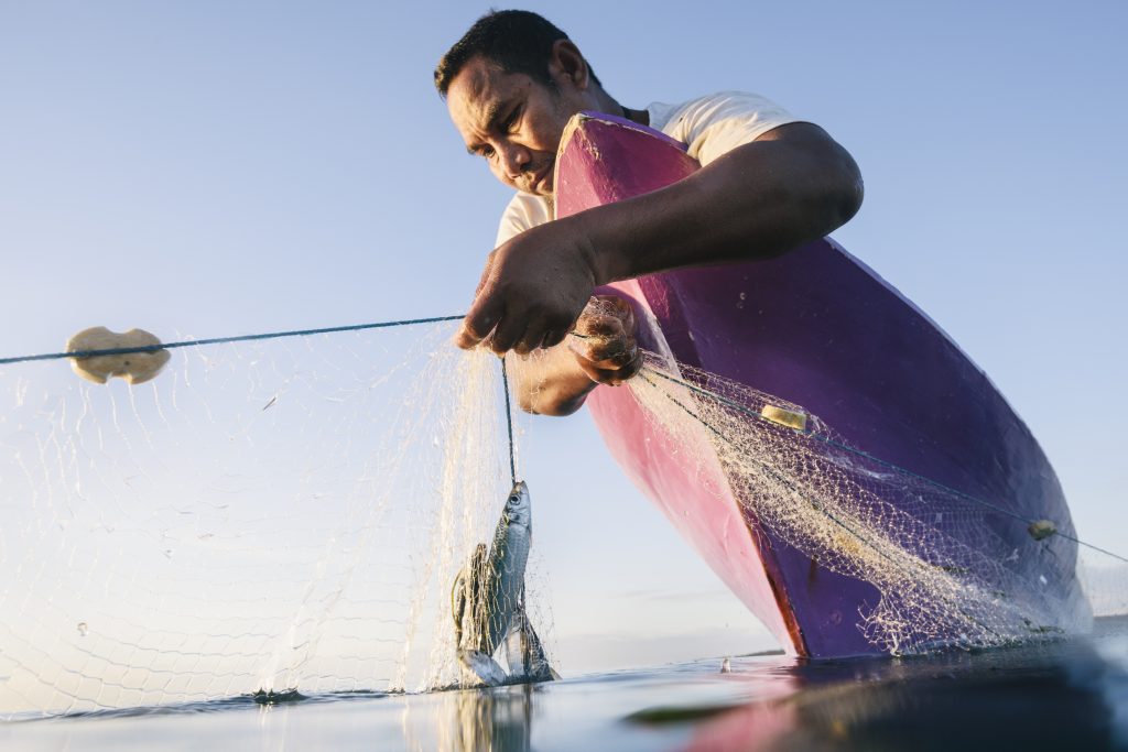 ネットインドネシアケビンアーノルドを取得する漁師