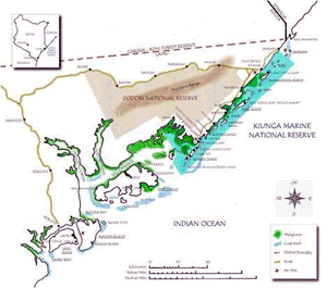 Kiunga Marine Project map. Photo © World Wildlife Fund/Kenya Wildlife Service