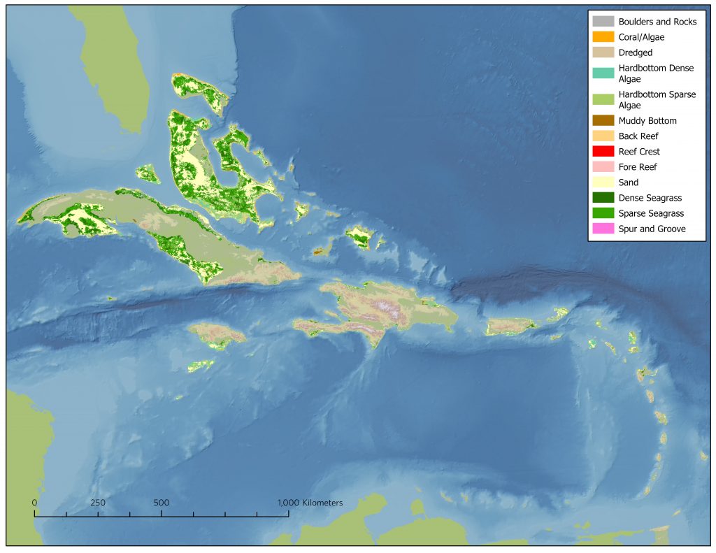 mapas de hábitat bentónico del caribe