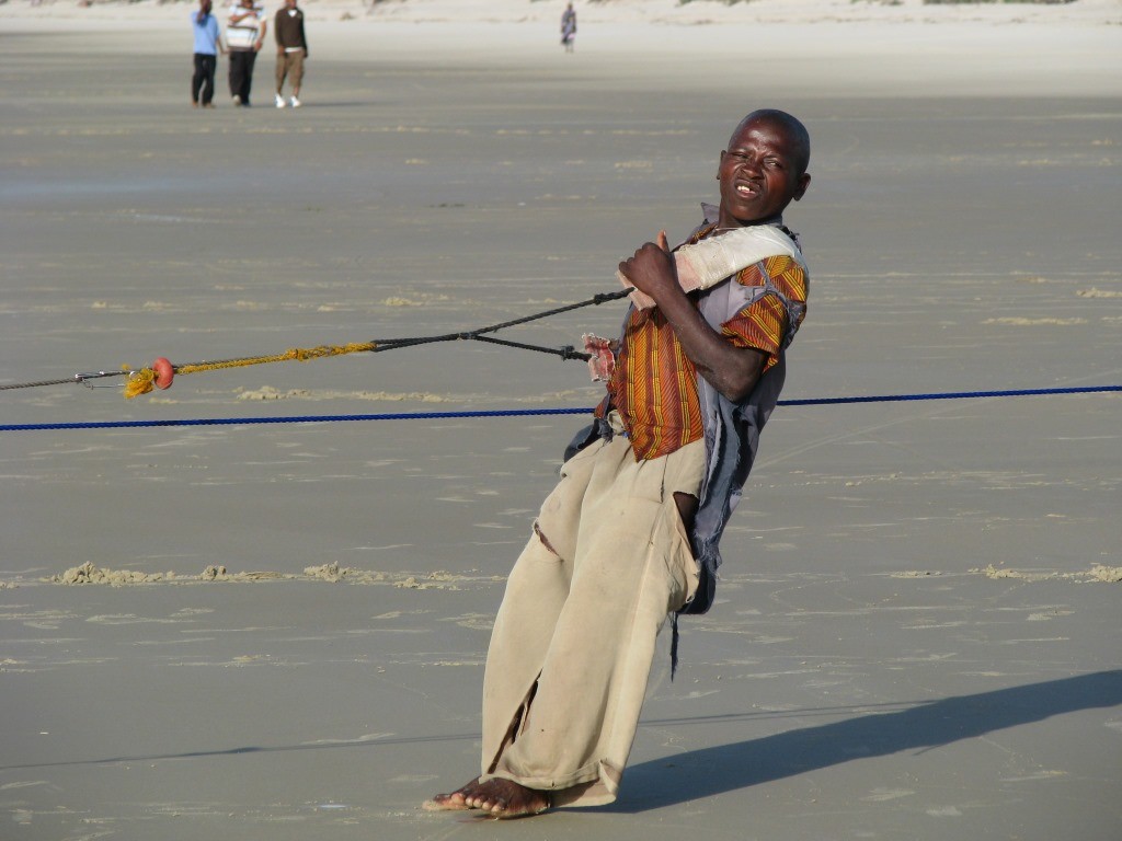 Fisherman pulling in seine net. Photo © Matt Brown