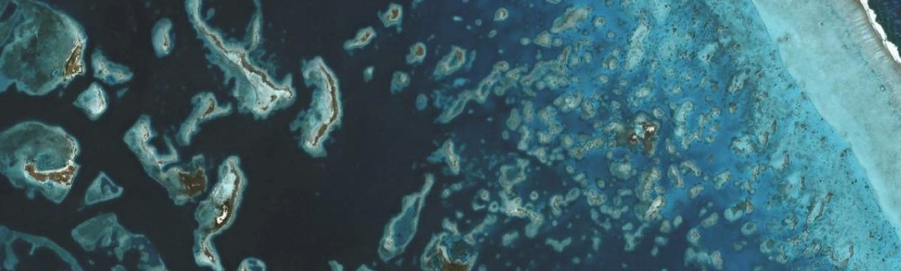 Image of satellite imagery of the barrier reef in Belize