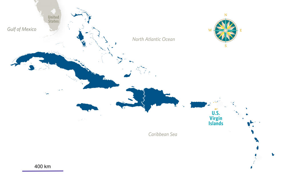 خريطة جزر العذراء الأمريكية